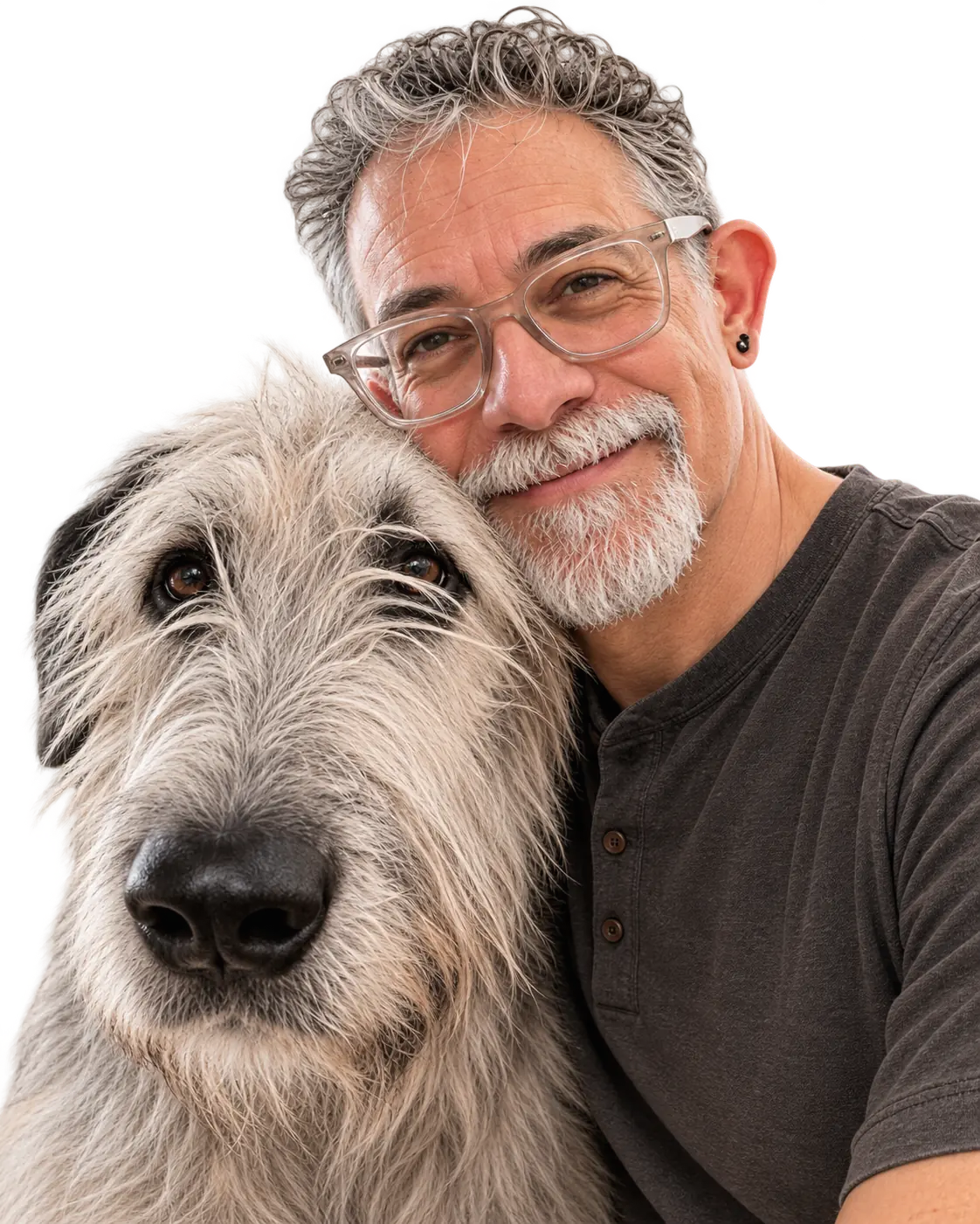 Adam Lehrhaupt with one of his rescue dogs