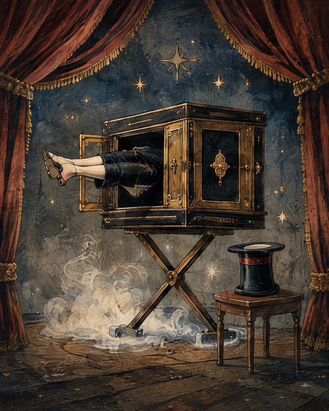 A theatrical illusion on stage
