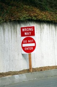Warning! You are going the wrong way!